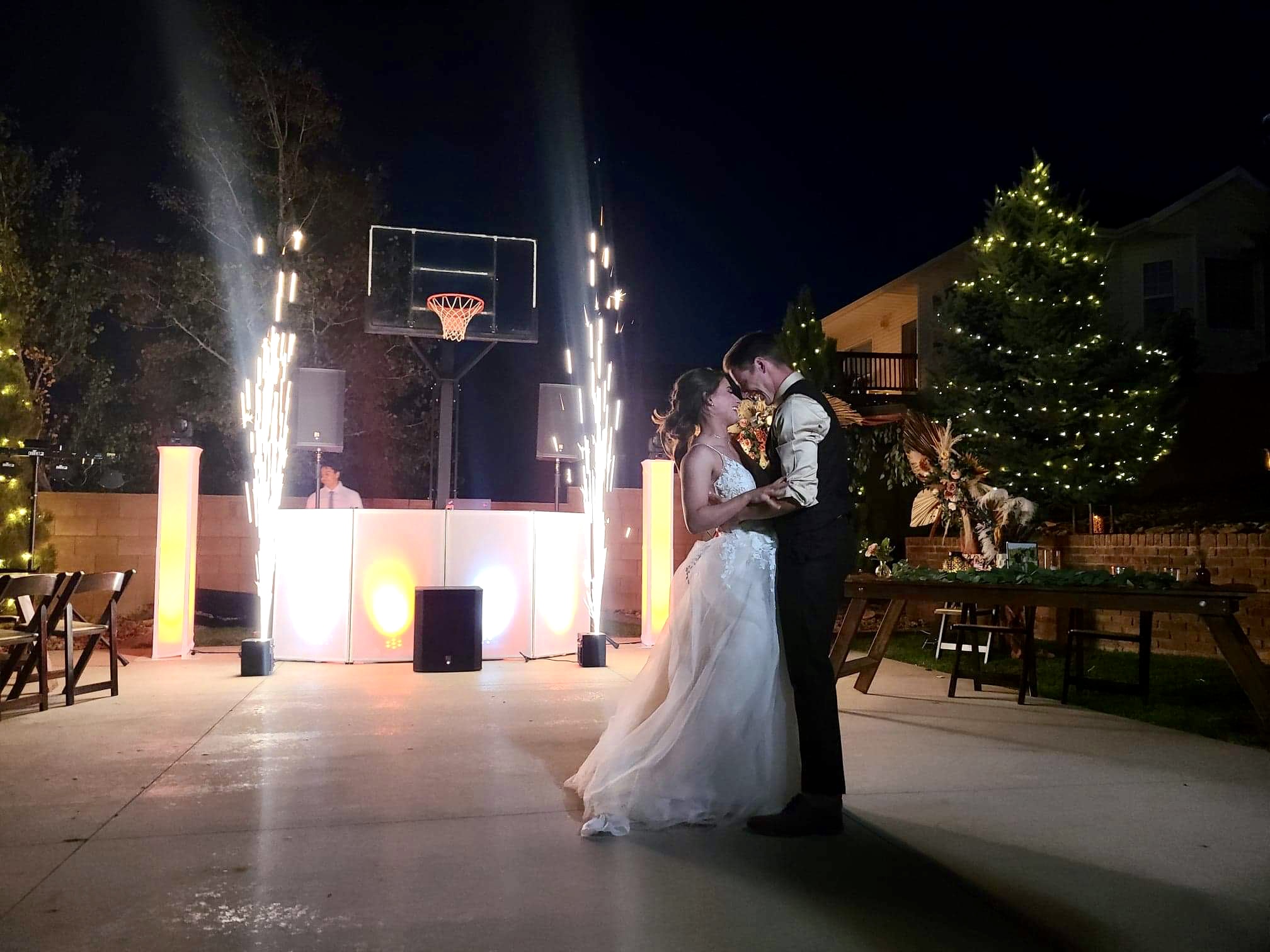 Couple sharing their first dance at a Utah wedding with DJ Blator